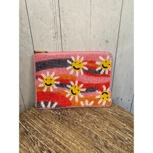 Beaded Coin Purse Smile Daisy Multicolor Wallet Travel Pouch Womens Accessories
